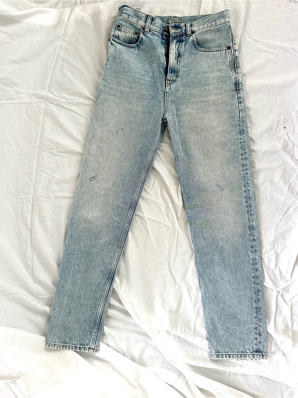 Saint Laurent Women's High Rise Straight Leg Jeans light-medium wash. Size 27